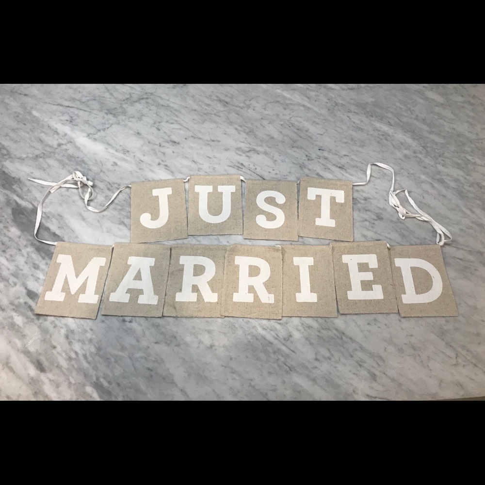 Just Married Burlap Banner
